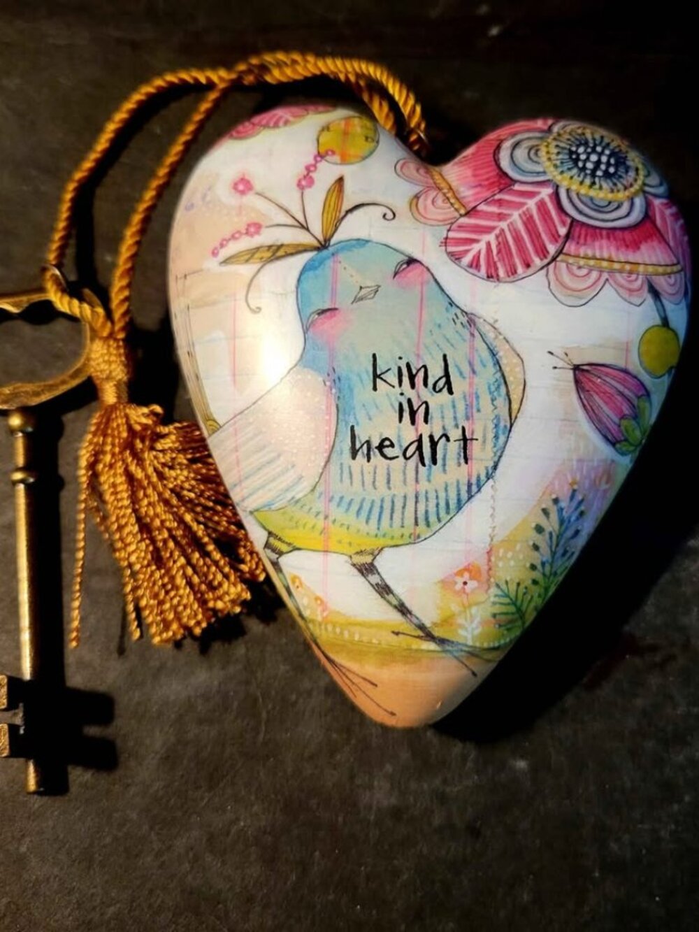 Demdaco "Kind in Heart" Art Heart sculpture designed by artist Cori Dantini